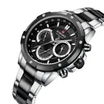 NAVIFORCE NF9196 Silver Stainless Steel Chronograph Men's Watch – Dial Color: Black, Strap Color: Silver – Thumbnail 2