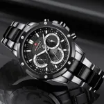 NAVIFORCE NF9196 Silver Stainless Steel Chronograph Men's Watch – Dial Color: Black, Strap Color: Silver – Thumbnail 4