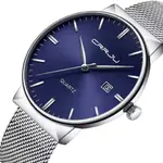 CRRJU 2213 Ultrathin Stainless Steel Multifunctional Analog Quartz Men's Watch – Dial Color: Blue, Strap Color: Silver – Thumbnail 2