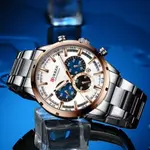 Curren 8355 High Quality Stainless Steel Chronograph Men's Watch – Dial Color: Brown, Strap Color: Silver – Thumbnail 3
