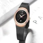 Naviforce NF5004 Milanese Mesh Strap Waterproof Versatile Ultra Thin Women's watch – Dial Color: Black, Strap Color: Black – Thumbnail 2