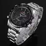 Naviforce NF9024 Luxury Stainnless Steel Dual Display Sport Men's Watch – Dial Color: Black, Strap Color: Silver – Thumbnail 2