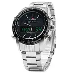 Naviforce NF9024 Luxury Stainnless Steel Dual Display Sport Men's Watch – Dial Color: Black, Strap Color: Silver – Thumbnail 4