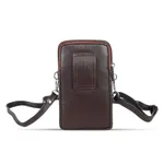 3 Chamber Unisex Leather Messenger Bag with Strip Belt – Color: Brown – Thumbnail 4