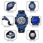 SKMEI 1548 Digital Camouflage PU Leather Luminous Sporty Kid's Watch – Dial Color: Black, Strap Color: Blue – Thumbnail 4