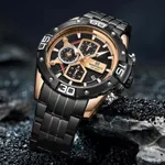 NAVIFORCE NF8018 Stainless Steel Chronograph Man's Watch – Dial Color: Rose, Strap Color: Black – Thumbnail 3