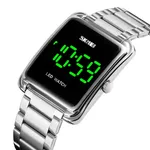Skmei 1505 Waterproof Wristwatch LED Digital Men's Watch – Dial Color: Black, Strap Color: Silver – Thumbnail 2