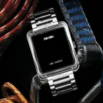Skmei 1505 Waterproof Wristwatch LED Digital Men's Watch – Dial Color: Black, Strap Color: Silver – Thumbnail 3