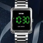 Skmei 1505 Waterproof Wristwatch LED Digital Men's Watch – Dial Color: Black, Strap Color: Silver – Thumbnail 4