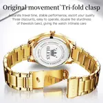 OLEVS 5567 Royal Stainless Steel Waterproof Chronograph Couple's Watch with Luminous – Dial Color: Gold, Strap Color: Gold  – Thumbnail 4