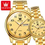 OLEVS 5567 Royal Stainless Steel Waterproof Chronograph Couple's Watch with Luminous – Dial Color: Gold, Strap Color: Gold  – Thumbnail 5