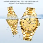 OLEVS 5567 Royal Stainless Steel Waterproof Chronograph Couple's Watch with Luminous – Dial Color: Gold, Strap Color: Gold  – Thumbnail 9