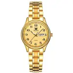 OLEVS 5567 Royal Stainless Steel Waterproof Chronograph Couple's Watch with Luminous – Dial Color: Gold, Strap Color: Gold  – Thumbnail 10