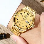 OLEVS 5567 Royal Stainless Steel Waterproof Chronograph Couple's Watch with Luminous – Dial Color: Gold, Strap Color: Gold  – Thumbnail 13