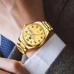 OLEVS 5567 Royal Stainless Steel Waterproof Chronograph Couple's Watch with Luminous – Dial Color: Gold, Strap Color: Gold  – Thumbnail 14