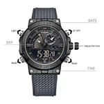 NAVIFORCE NF9219 Luxury Fashion Quartz Analog Digital Men's Watch – Dial Color: Black, Strap Color: Grey – Thumbnail 4