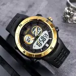 SKMEI 2014 Digital Analog Silicone Strap Waterproof Sporty Men's Watch – Dial Color: Gold, Strap Color: Black – Thumbnail 2
