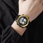 SKMEI 2014 Digital Analog Silicone Strap Waterproof Sporty Men's Watch – Dial Color: Gold, Strap Color: Black – Thumbnail 3