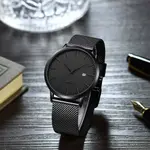 CRRJU 2172 High-Quality Slim Stainless Steel Strap Analog Quartz Formal Men’s Watch – Dial Color: Black, Strap Color: Black – Thumbnail 4