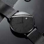 CRRJU 2172 High-Quality Slim Stainless Steel Strap Analog Quartz Formal Men’s Watch – Dial Color: Black, Strap Color: Black – Thumbnail 6