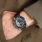 Naviforce NF8043 Elegance Stainless Steel Men's Watch – Dial Color: Silver, Strap Color:  Brown  – Thumbnail 5