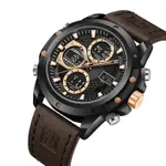 Naviforce NF9225 Elite Leather Dual Time Quartz Classic Men's Watch – Dial Color: Black, Strap Color:  Brown  – Thumbnail 3