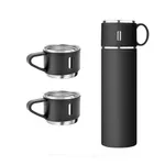 3 in 1 Vacuum Insulated Thermal Flask With Cup Set  – Capacity: 500 ml, Color: Black – Thumbnail 1