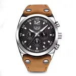 LIGE 9890 Analog High Quality Leather Quartz Chronograph Casual Men's Watch – Dial Color: Silver, Strap Color:  Brown  – Thumbnail 1