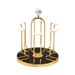 6 Hook Revolving Metal Glass Stand Organizer Rack 7" x 10" – Thumbnail 1