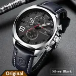 Curren 8324 Genuine Leather Strap Quartz Chronograph Men's Watch – Dial Color: Black, Strap Color: Black – Thumbnail 2