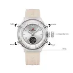 Naviforce NF7109 Fumed Silica Strap Dual Display Transparent LCD Fashion Women's Watch – Dial Color: White, Strap Color: White – Thumbnail 4