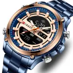 Curren 8404 Stainless Steel Dual Movement Military Men's Watch – Dial Color: Blue, Strap Color: Blue – Thumbnail 3