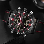 NAVIFORCE NF9136 Leather Sports Quartz Analog Digital Men’s Watch – Dial Color: Red, Strap Color: Black – Thumbnail 3