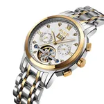 SKMEI M029 Mechanical Automatic Luxury Watch for Men – Dial Color: Rose, Strap Color: Silver – Thumbnail 2