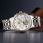 SKMEI M029 Mechanical Automatic Luxury Watch for Men – Dial Color: Rose, Strap Color: Silver – Thumbnail 4