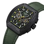 Naviforce 8053 High Quality Genuine Leather Straps Chronograph Men's Watch – Dial Color: Green, Strap Color: Green  – Thumbnail 2