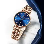 OLEVS 5866 Luxury Stainless Steel Rose Gold Flash Diamond Series Waterproof Women's Wristwatch – Dial Color: Blue, Strap Color: Rose Gold – Thumbnail 2