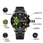 Curren 8402 Luxury Stainless Steel & Chronograph Men's Watch – Dial Color: Black Gold, Strap Color: Black – Thumbnail 5