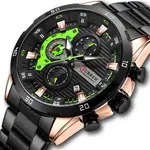 Curren 8402 Luxury Stainless Steel & Chronograph Men's Watch – Dial Color: Black Gold, Strap Color: Black – Thumbnail 3