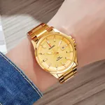 SKMEI 1654 Luxury Stainless Steel Relojes Para Hombre Men's Watch – Dial Color: Gold, Strap Color: Gold – Thumbnail 4