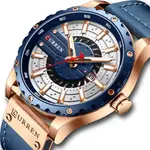 Curren 8374 Comfortable Genuine Leather Strap Casual Men's Watch – Dial Color: Blue, Strap Color: Blue – Thumbnail 2