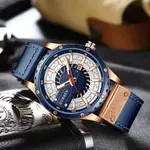 Curren 8374 Comfortable Genuine Leather Strap Casual Men's Watch – Dial Color: Blue, Strap Color: Blue – Thumbnail 4