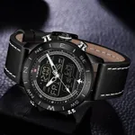 Naviforce NF9144 Luxurious Leather Waterproof Quartz Men's Watch – Dial Color: Black, Strap Color: Black – Thumbnail 4