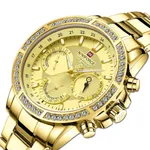 NAVIFORCE NF9196 Silver Stainless Steel Chronograph Men's Watch – Dial Color: Gold, Strap Color: Gold  – Thumbnail 2