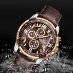 Naviforce NF8020L Luxury Leather Quartz Chronograph Casual Sports Style Men's Watch – Dial Color: Rose, Strap Color:  Brown  – Thumbnail 4