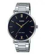 Casio MTP-VT01D-2BUDF Enticer Men's Analog Stainless Steel Chain Wristwatch – Dial Color: Black, Strap Color: White – Thumbnail 1