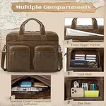 RAINSMORE 15.6 Inch Men PU Vegan Leather Waterproof Office Work Bag – Color: Bronze – Thumbnail 2
