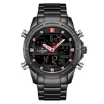Naviforce NF9138 Luxurious Stainless Steel Men's Watch – Dial Color: Red, Strap Color: Black – Thumbnail 1