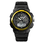 SKMEI 1454 Dual Time WaterProof Silicon Outdoor Sporty Men's Watch – Dial Color: Gold, Strap Color: Black – Thumbnail 1