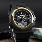 SKMEI 1454 Dual Time WaterProof Silicon Outdoor Sporty Men's Watch – Dial Color: Gold, Strap Color: Black – Thumbnail 3